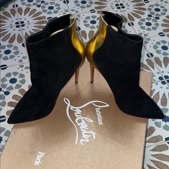 Black and Gold Louboutins Ankle Boots - Picture 4 of 15